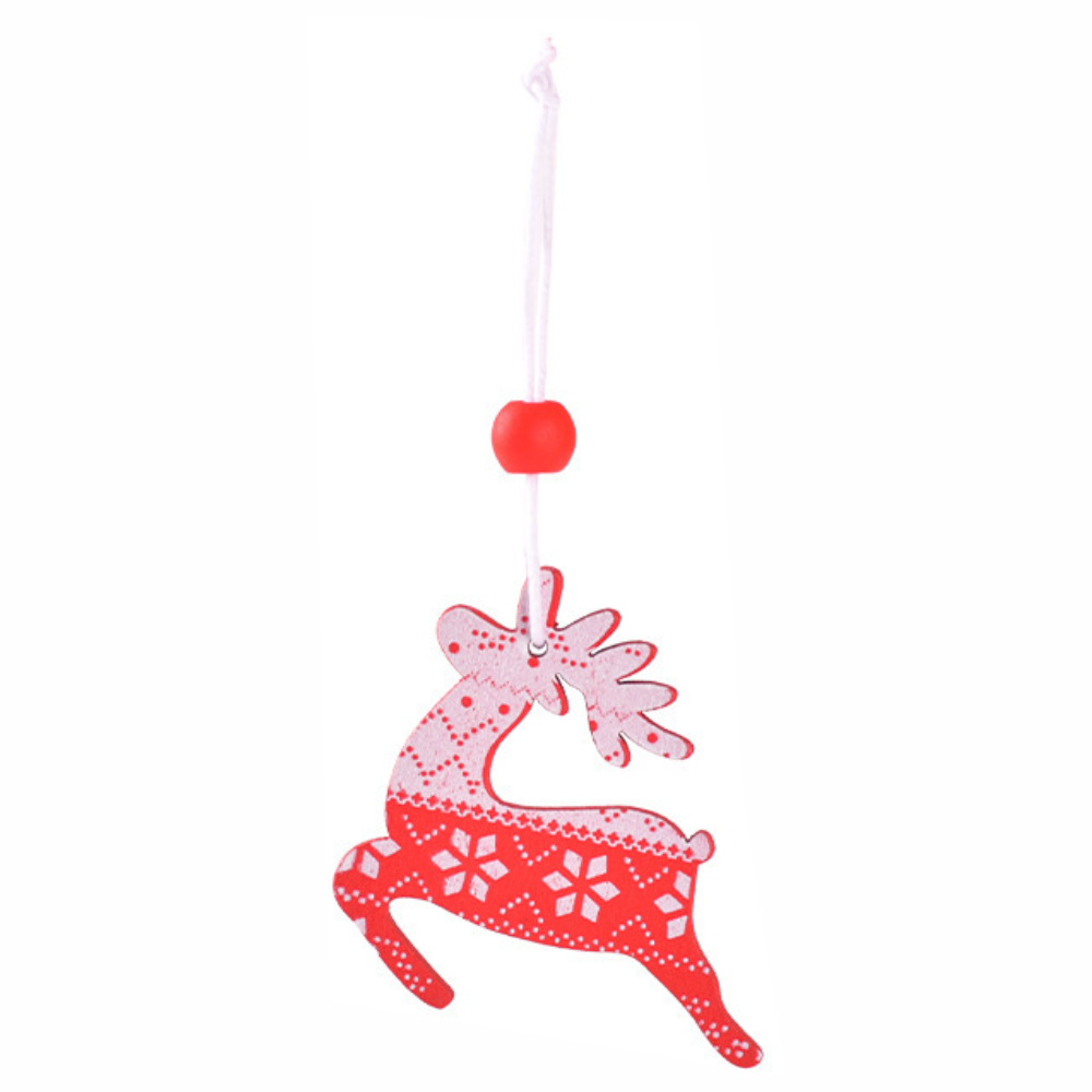 Wooden Reindeer Ornament- Multi