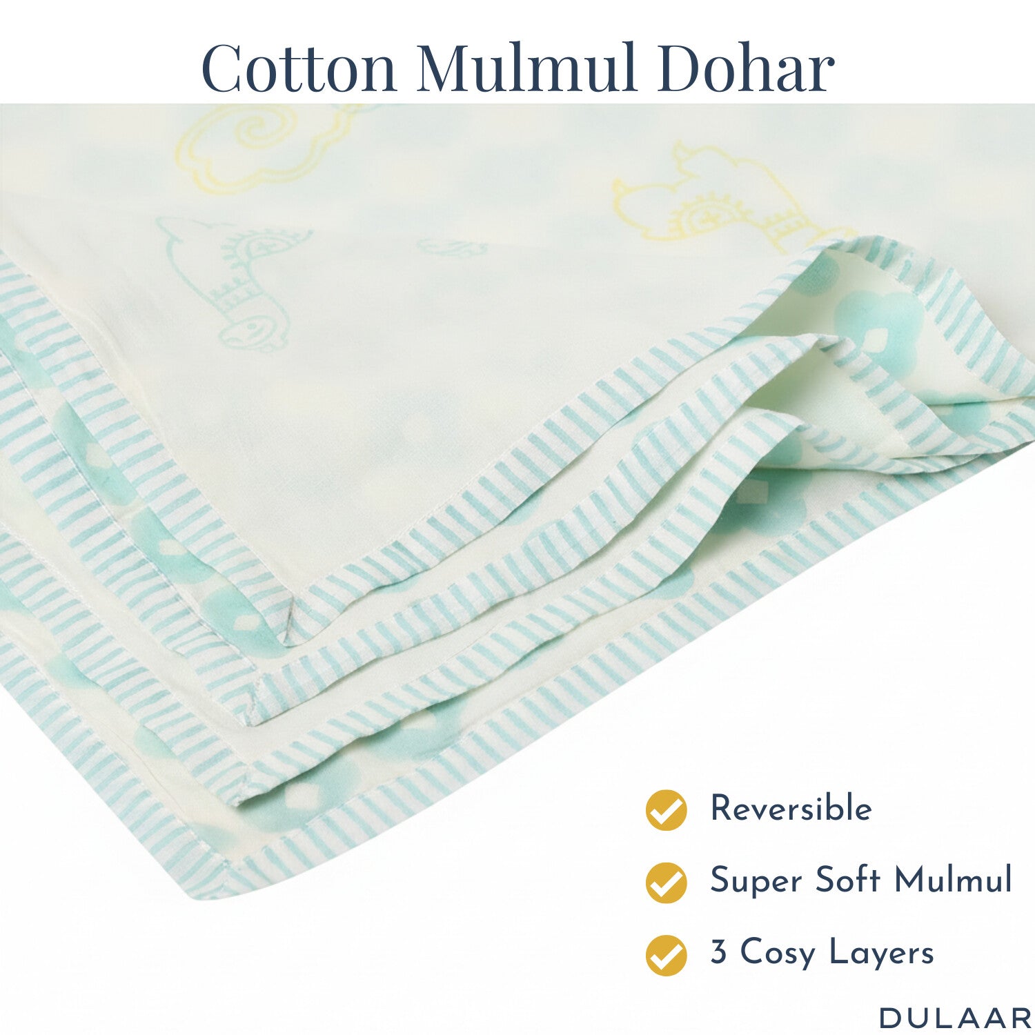 Dulaar Mulmul Muslin Dohar | Hand-Block Printed- Llama Love