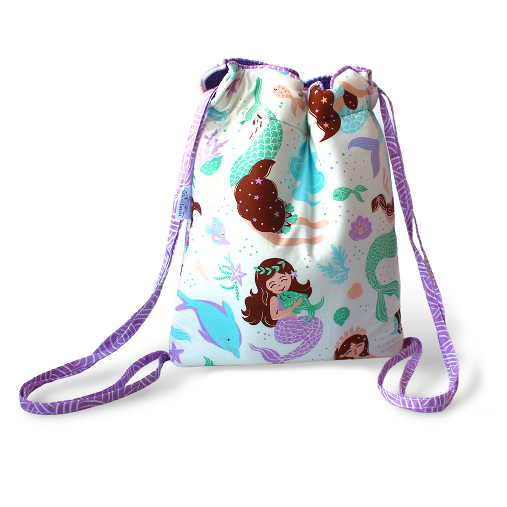 Cotton Drawstring Bag With Waterproof Lining - Magical Mermaids