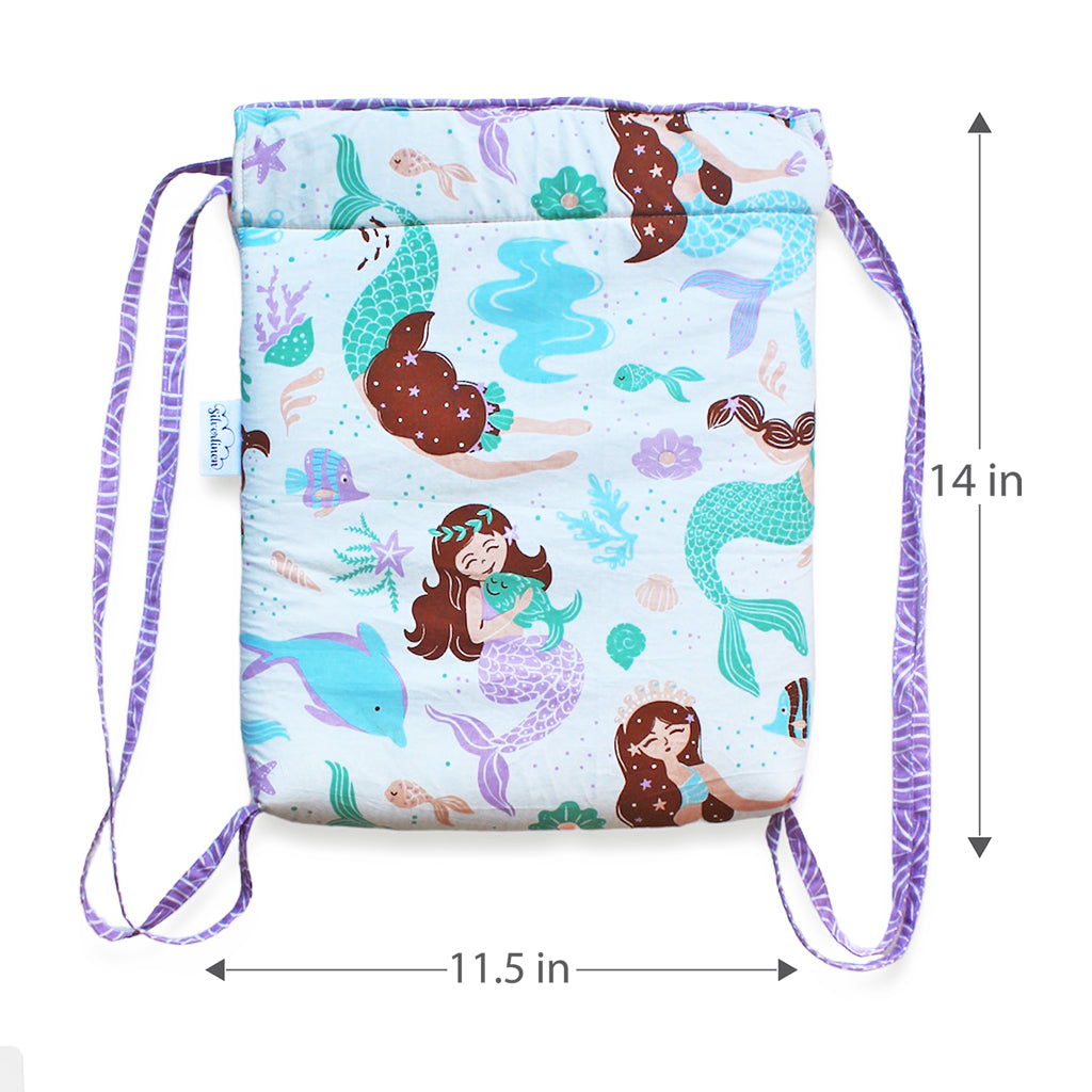 Cotton Drawstring Bag With Waterproof Lining - Magical Mermaids