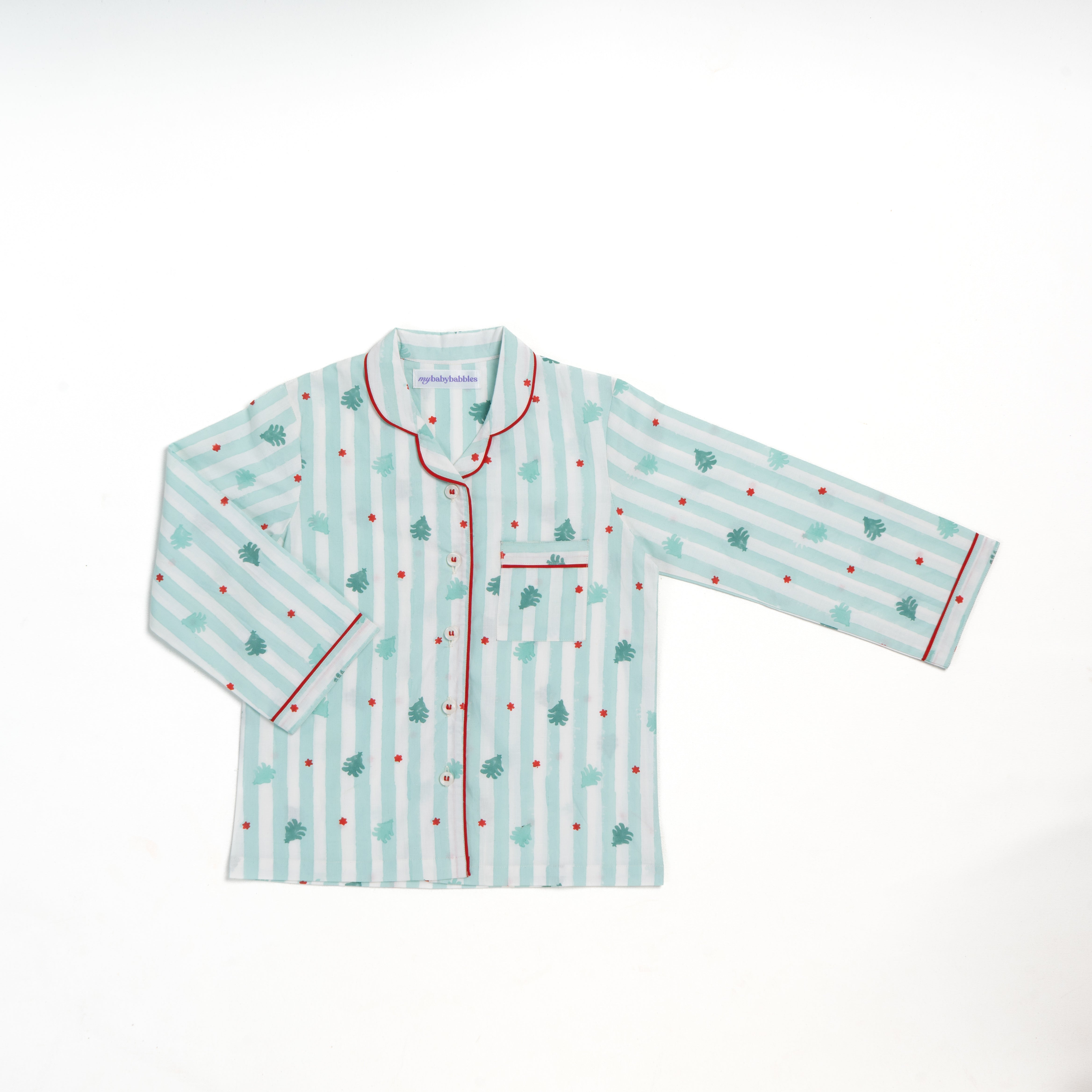 Personalised Snowy Pines Block Printed Pyjamas for Women