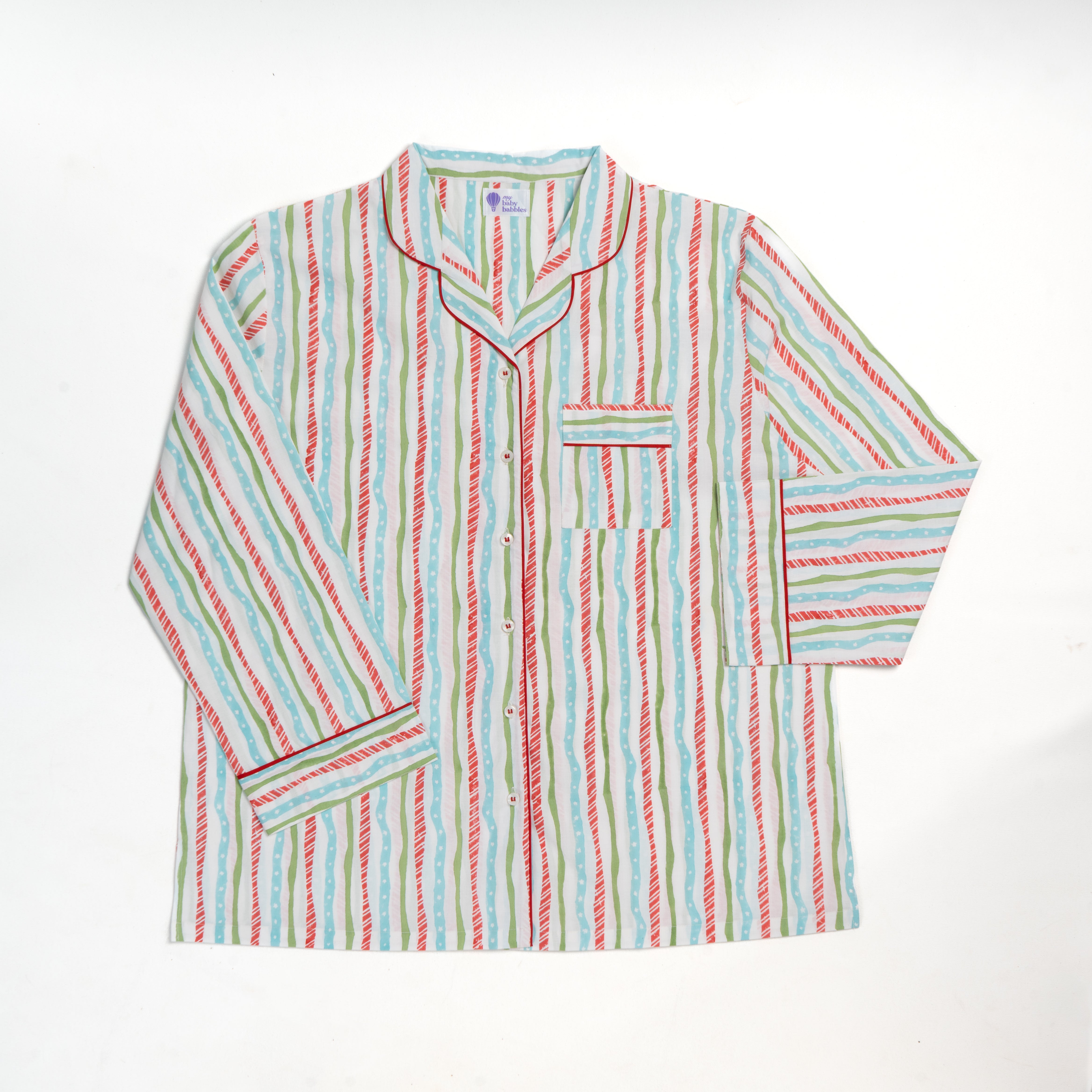 Personalised Candy Stripe Block Printed Pyjamas for Kids