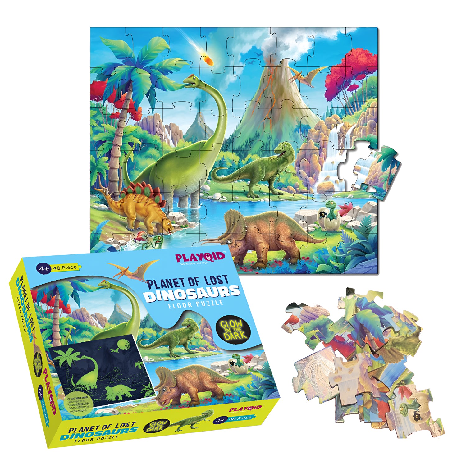 Planet Of Lost Dinosaur - Glow In The Dark - 48 Piece Puzzles