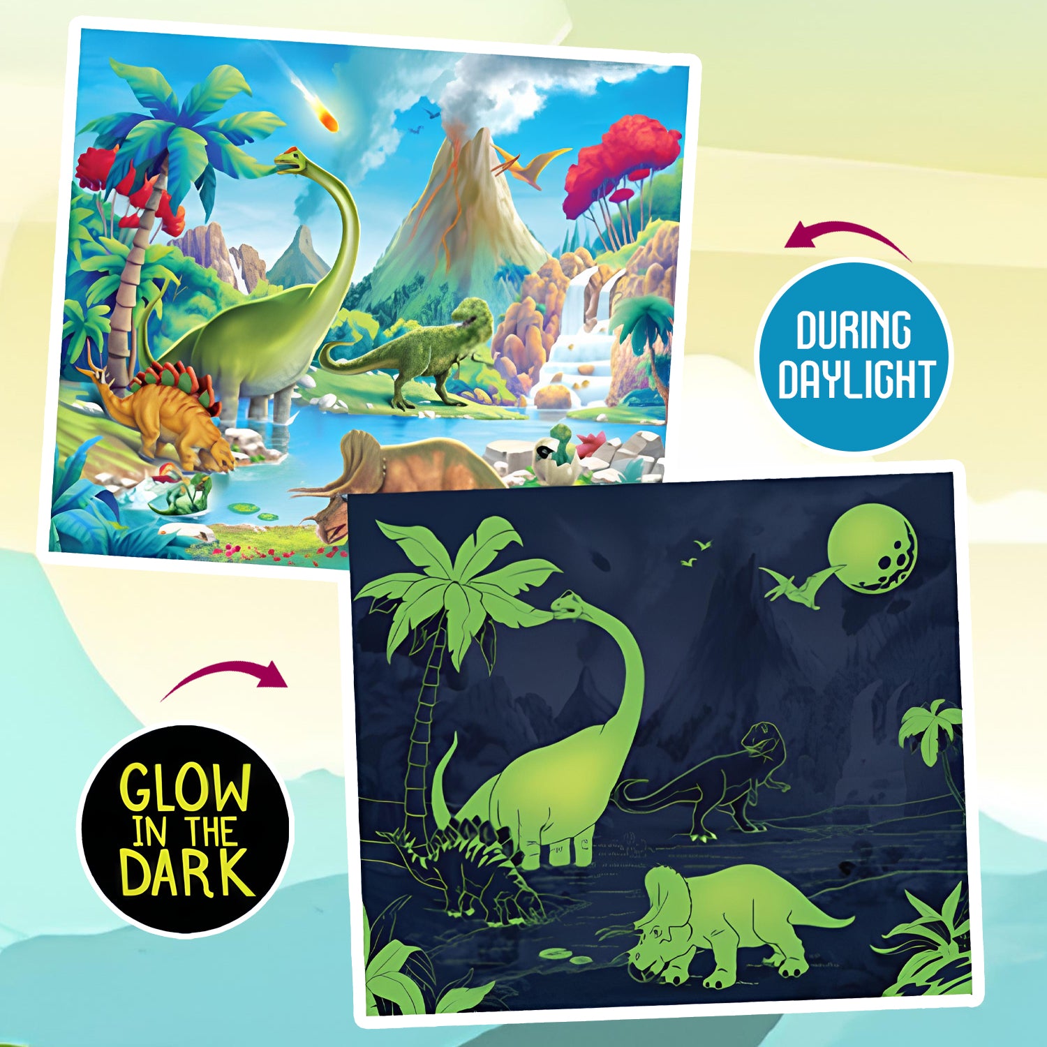 Planet Of Lost Dinosaur - Glow In The Dark - 48 Piece Puzzles