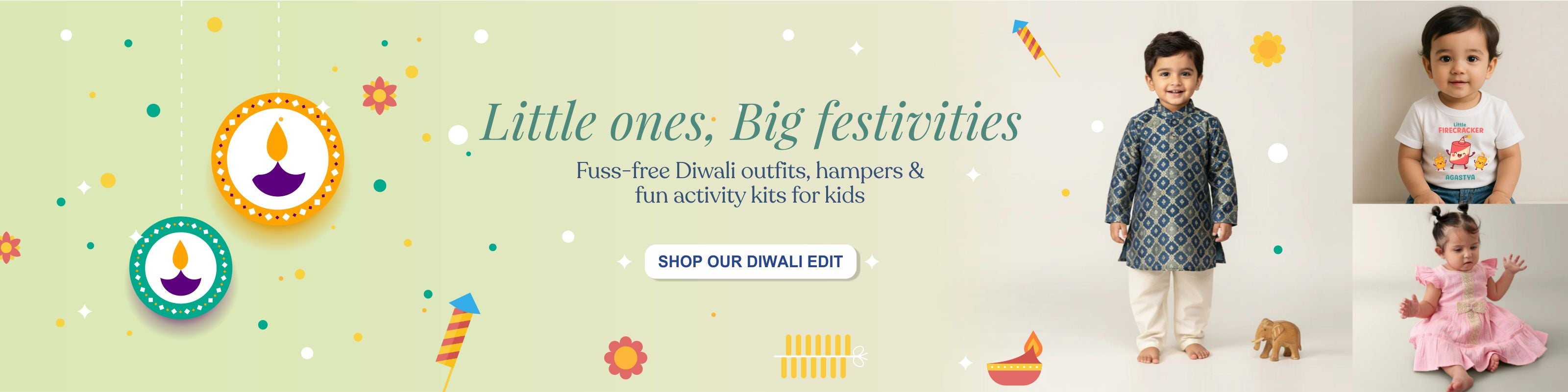 Diwali themed children clothing - desktop banner
