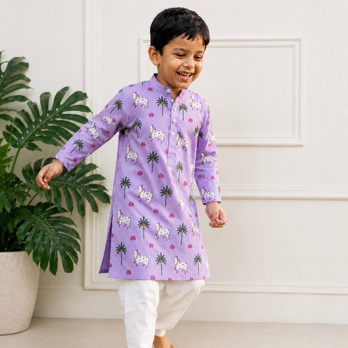 Boys Cotton Kurta Set - Multiple Designs - Vrindavan design