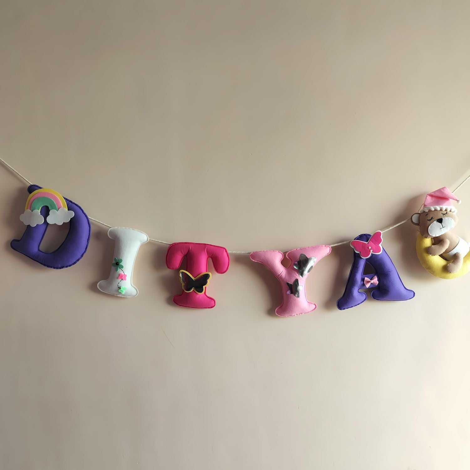 Junior Colour Pop Cute Personalised Bunting - Unicorn/Dolls/Teddy