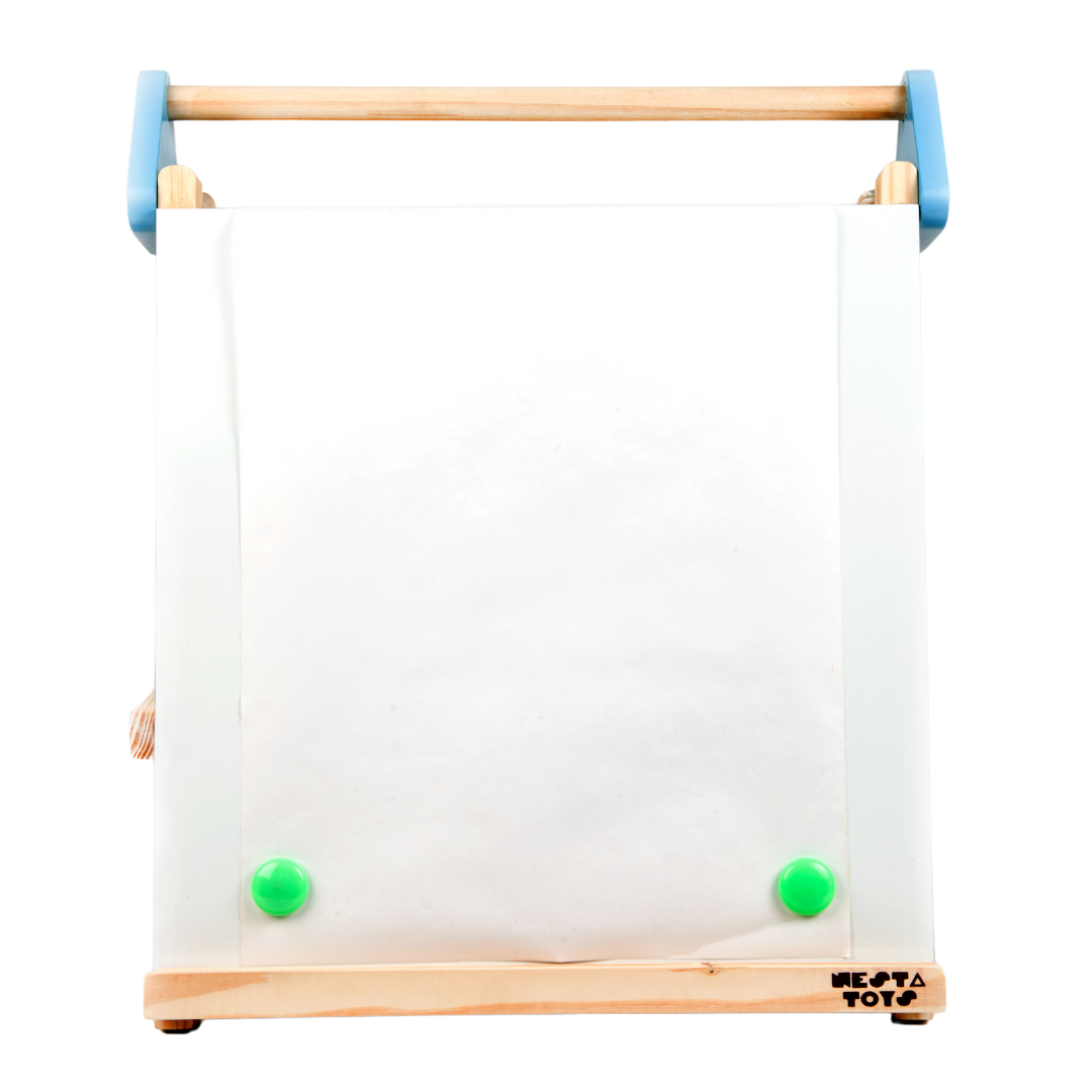 3-in-1 Wooden Tabletop Easel with Blackboard, Whiteboard, Paper Roll, & Accessories