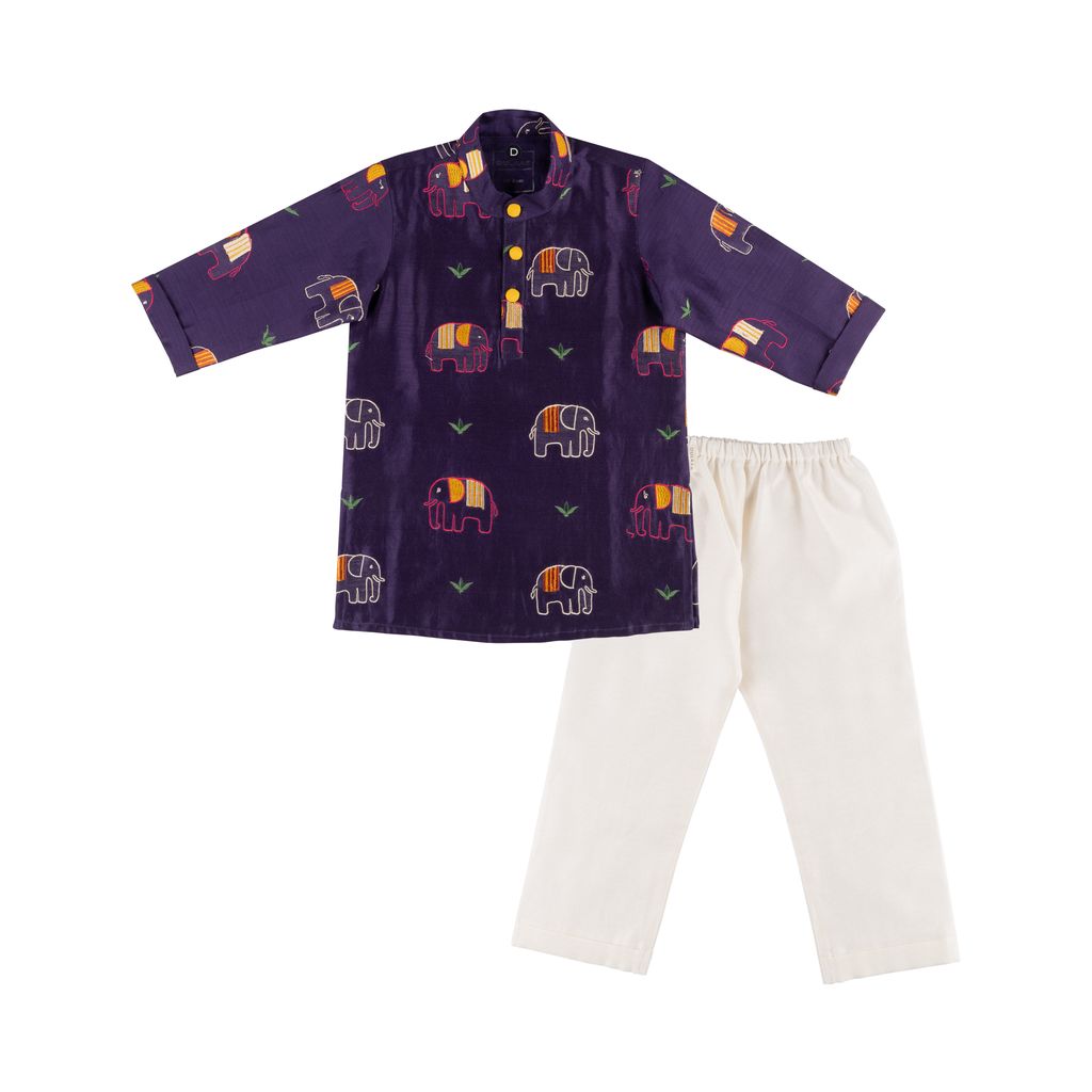 Chanderi Kurta Pyjama Set | Embroidered