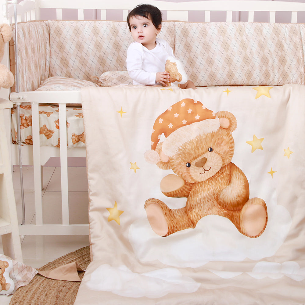 Fancy Fluff Organic Cot Half Bumper - Cuddle Bear