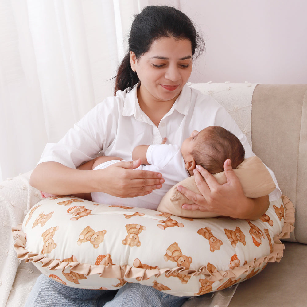 Fancy Fluff Organic Feeding Pillow + Support Pillow - Cuddle Bear