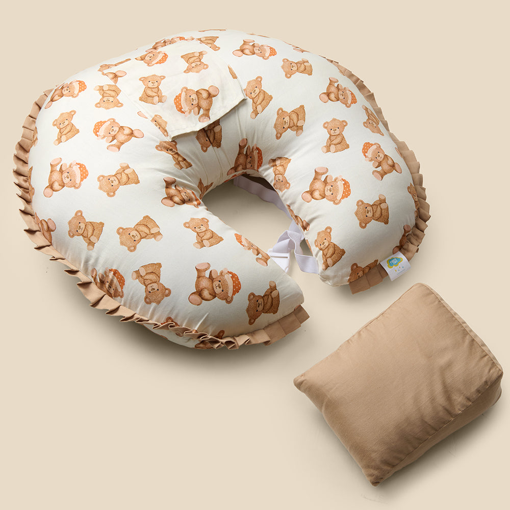 Fancy Fluff Organic Feeding Pillow + Support Pillow - Cuddle Bear