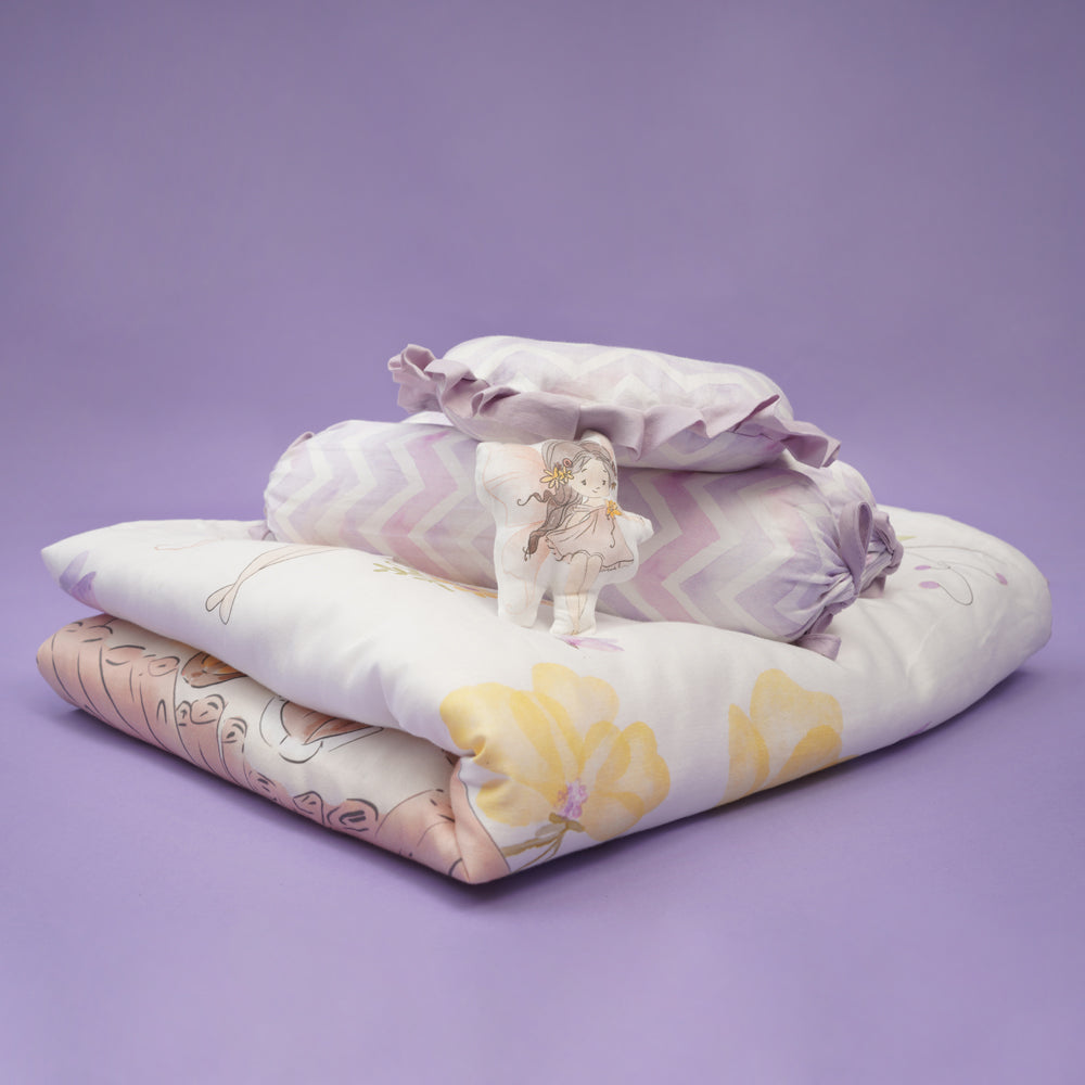 Fancy Fluff 6 PC Organic New Born Bed Set - Pixie Dust