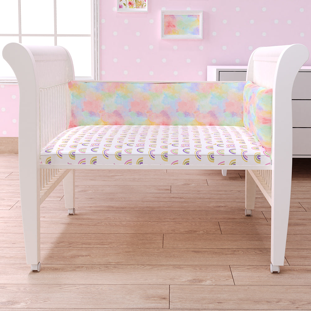 Fancy Fluff Organic Cot Half Bumper - Rainbow Dreams