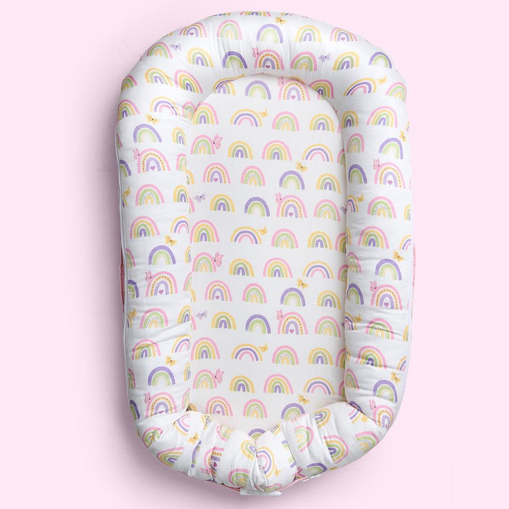 Fancy Fluff Organic Baby Cocoon - Rainbow Dreams