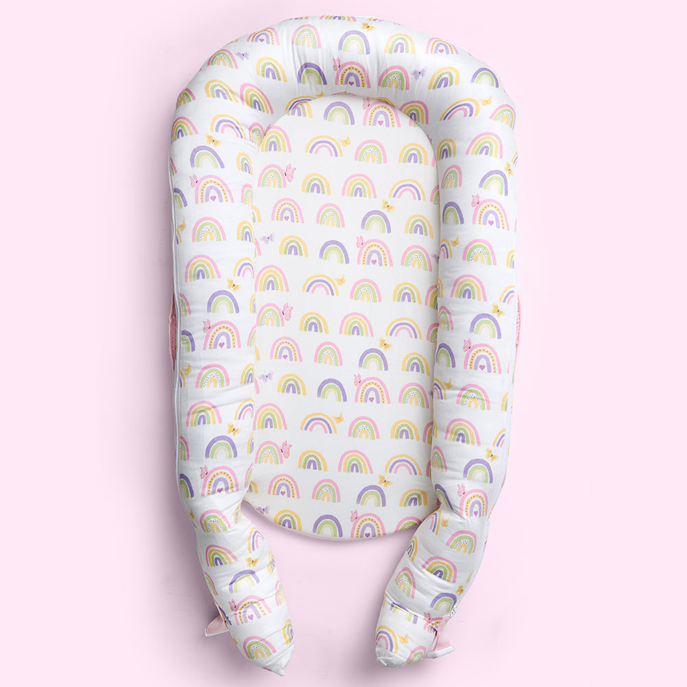 Fancy Fluff Organic Baby Cocoon - Rainbow Dreams