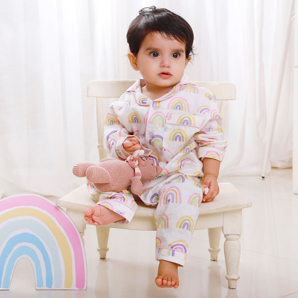 Fancy Fluff Organic Night Suit - Rainbow Dreams