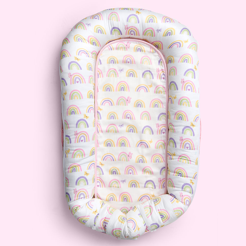 Fancy Fluff Organic Cocoon Bed Protector - Rainbow dreams