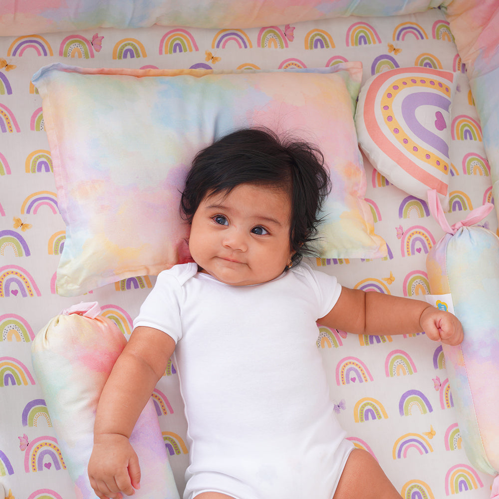 Fancy Fluff Organic Cot Bedsheet-  Rainbow Dreams