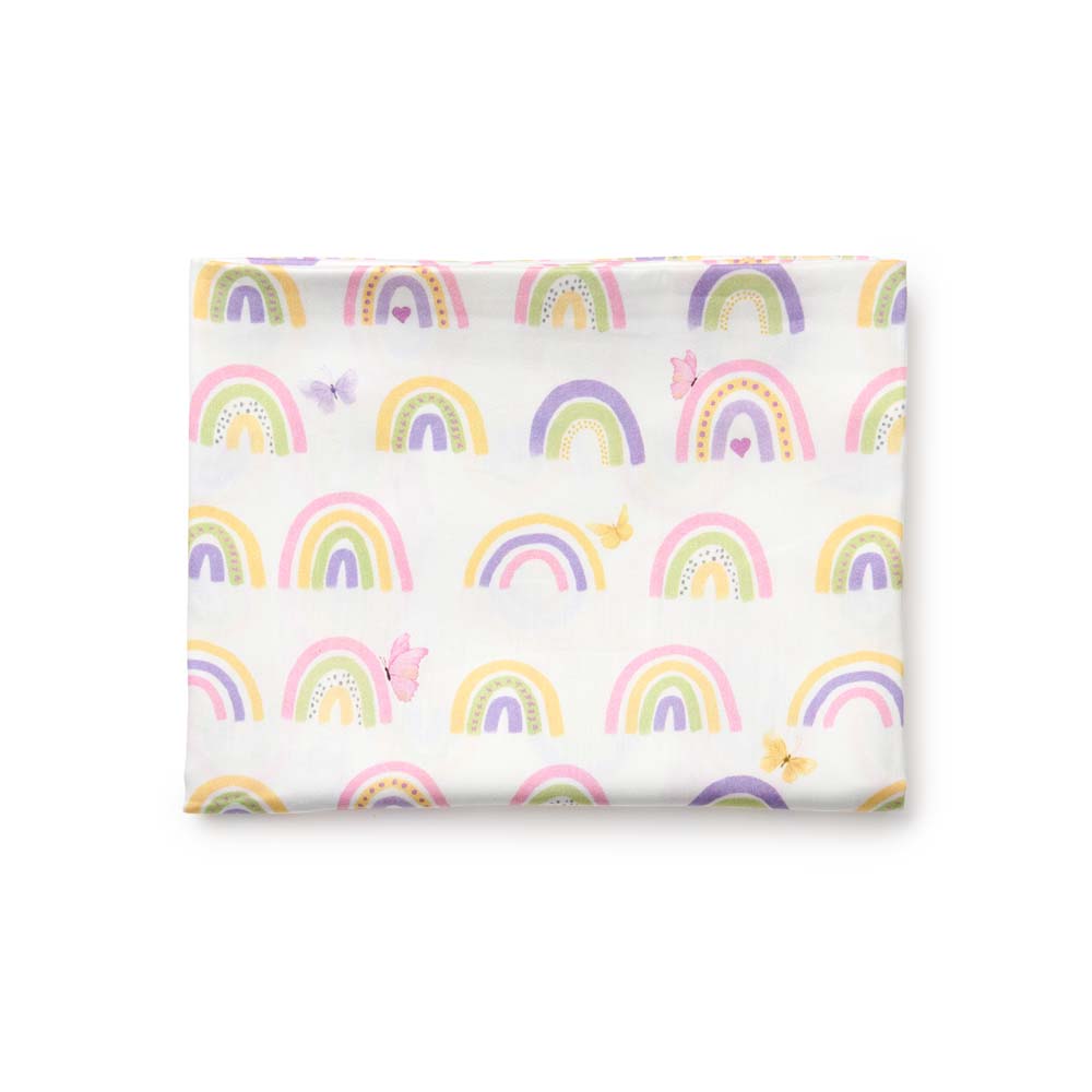 Fancy Fluff Organic Cot Bedsheet-  Rainbow Dreams