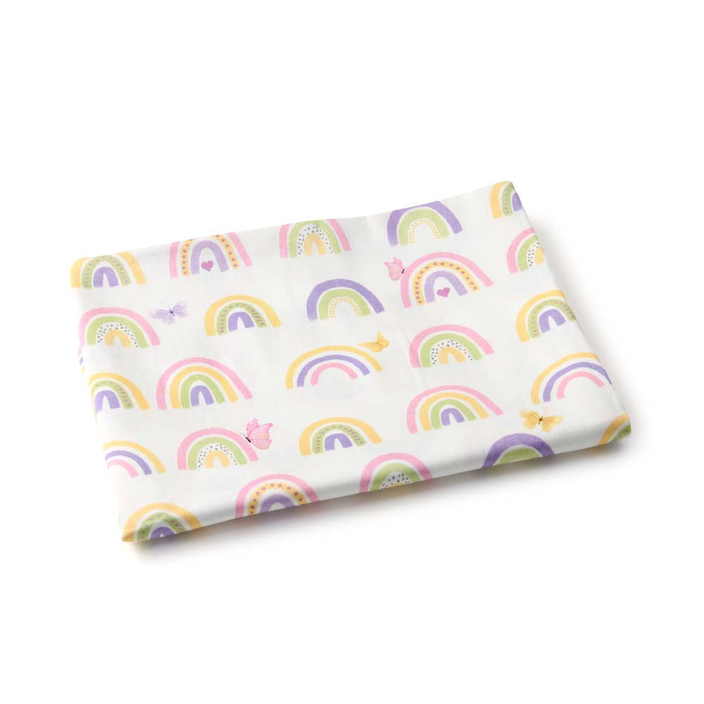 Fancy Fluff Organic Cot Bedsheet-  Rainbow Dreams