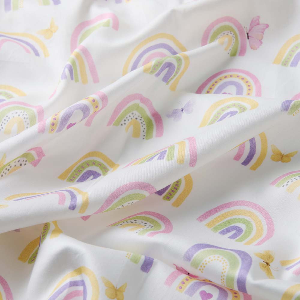 Fancy Fluff Organic Cot Bedsheet-  Rainbow Dreams