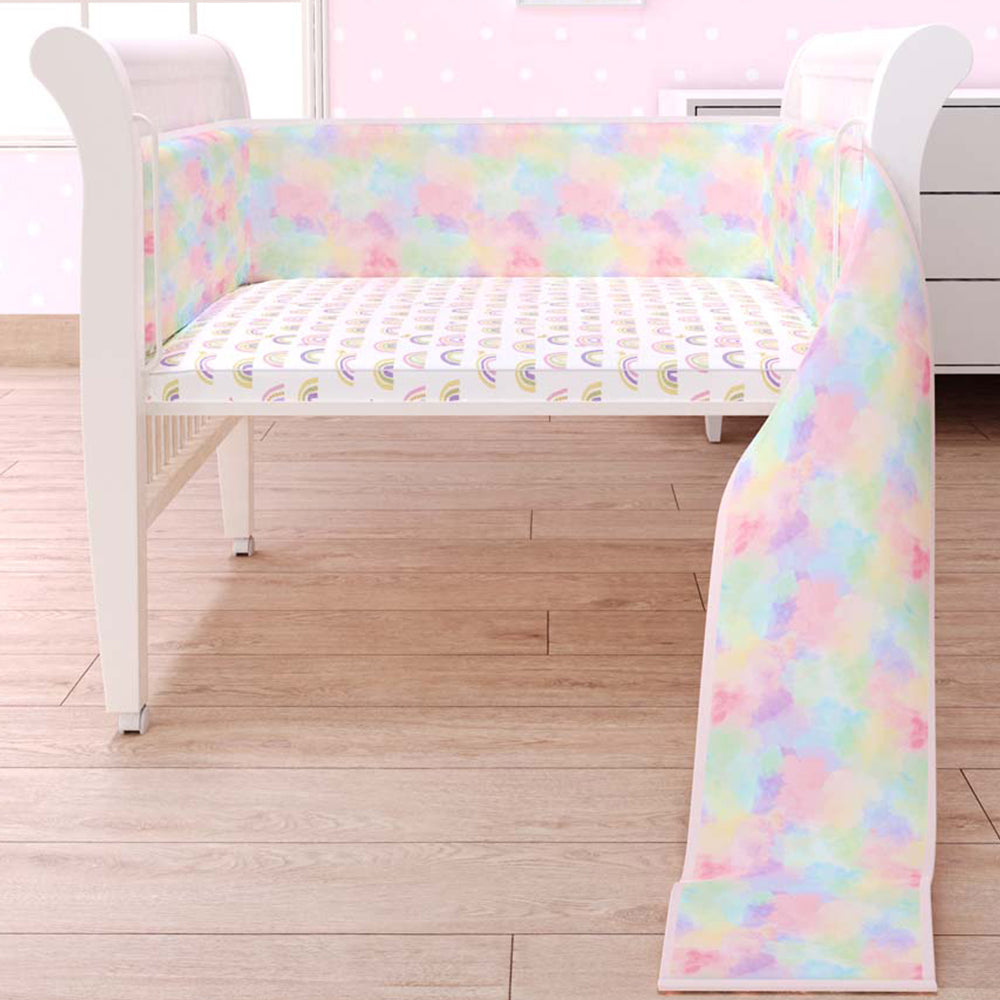 Fancy Fluff  7 Pc Organic Baby Cot Bedding Set- Rainbow Dreams