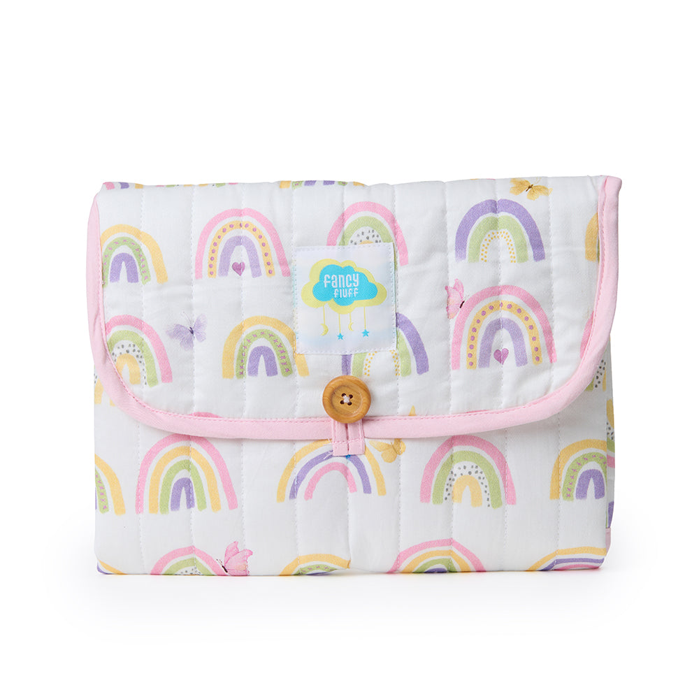 Fancy Fluff Organic Portable Changing Mat - Rainbow Dreams