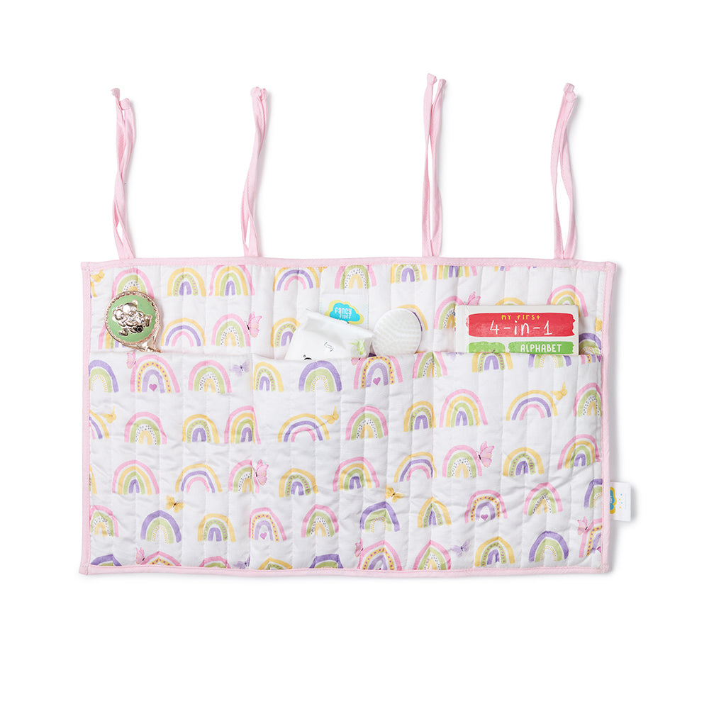 Fancy Fluff Organic Crib Organiser - Rainbow Dreams