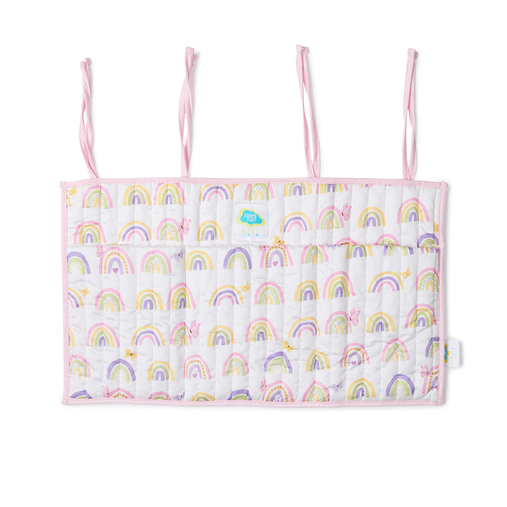 Fancy Fluff Organic Crib Organiser - Rainbow Dreams