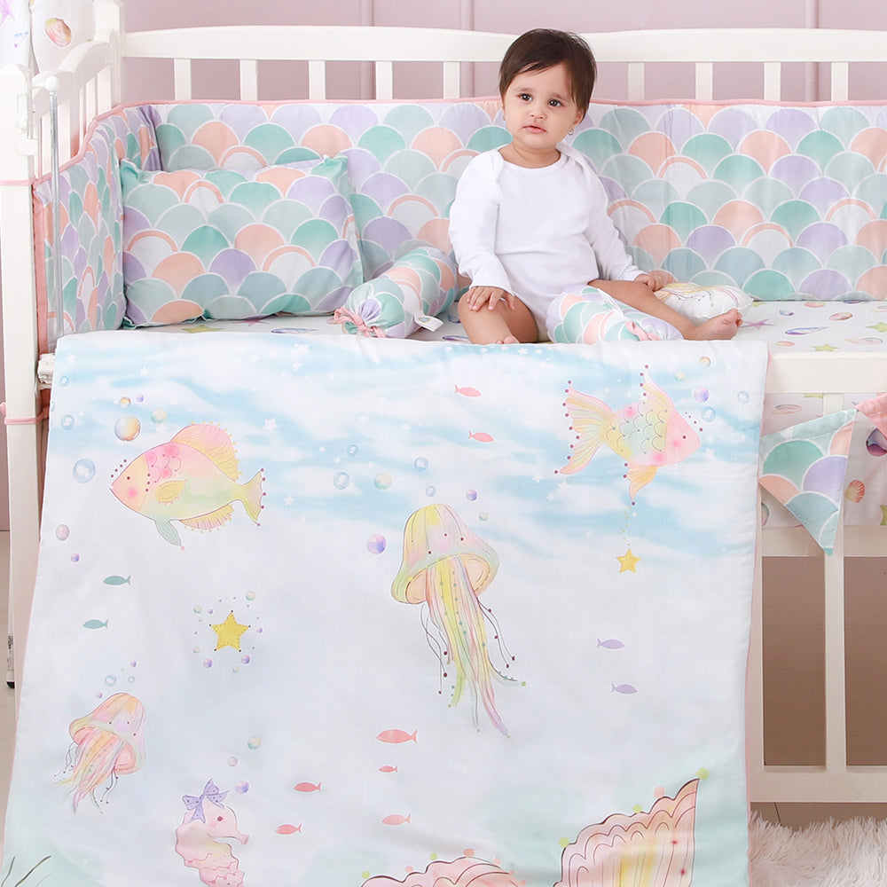 Fancy Fluff Organic Cot Half Bumper - Sea Fantasy