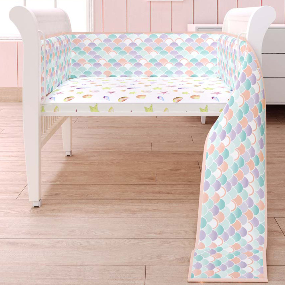 Fancy Fluff  7 Pc Organic Baby Cot Bedding Set -  Sea Fantasy