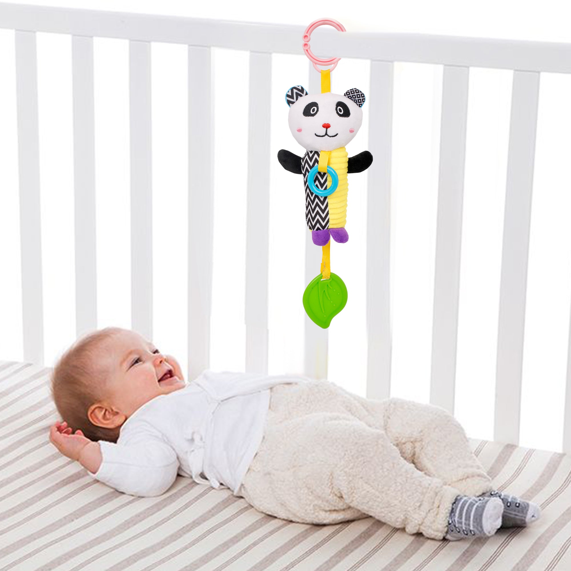 Baby Moo Panda White Hanging Toy With Teether