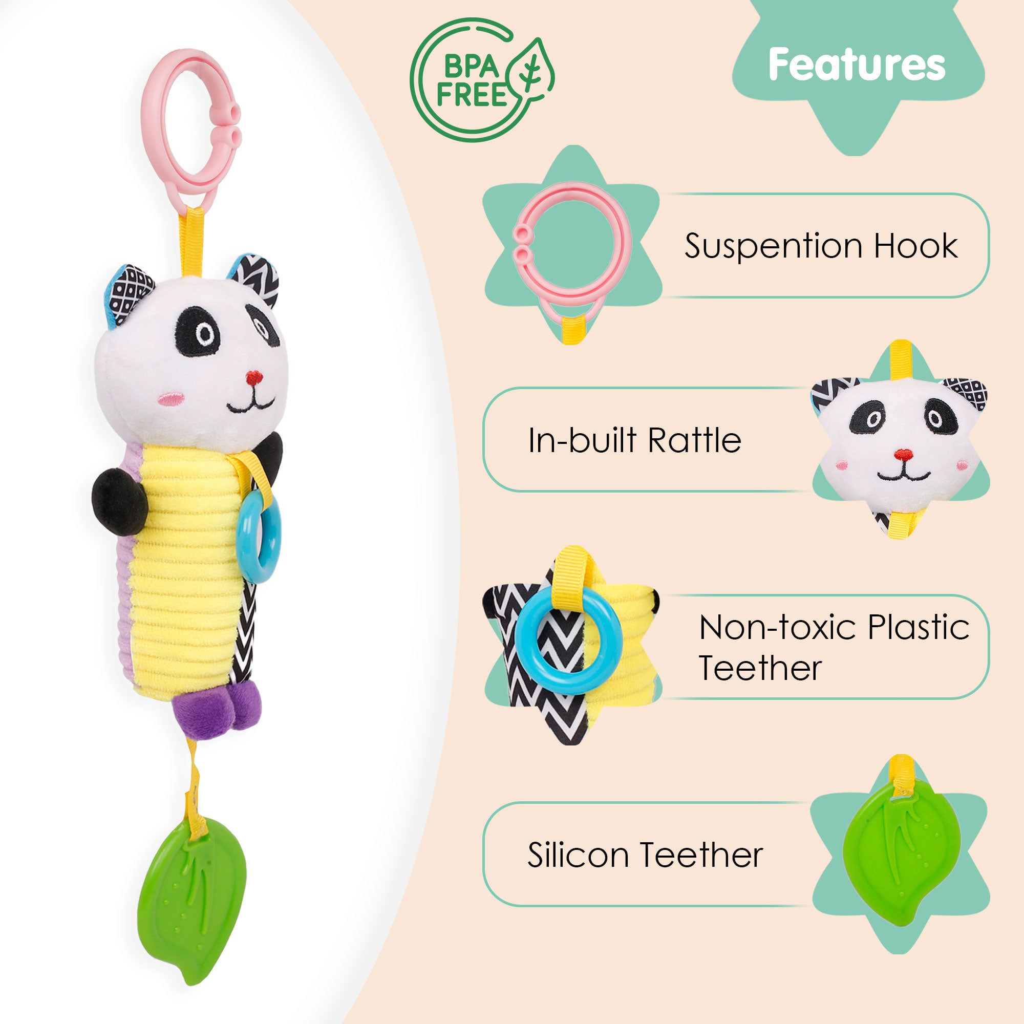 Baby Moo Panda White Hanging Toy With Teether