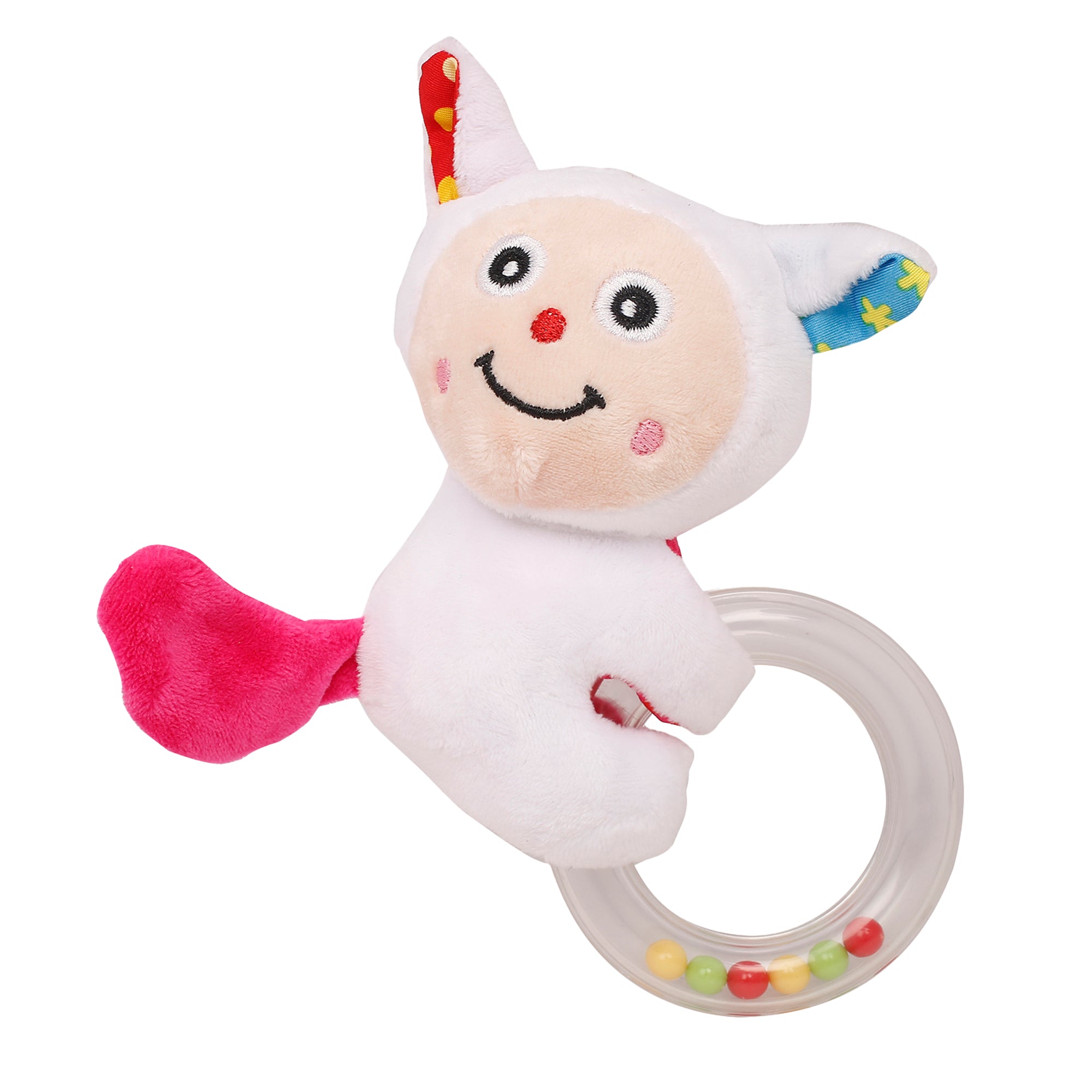 Baby Moo Cuddle Cat White Rattle