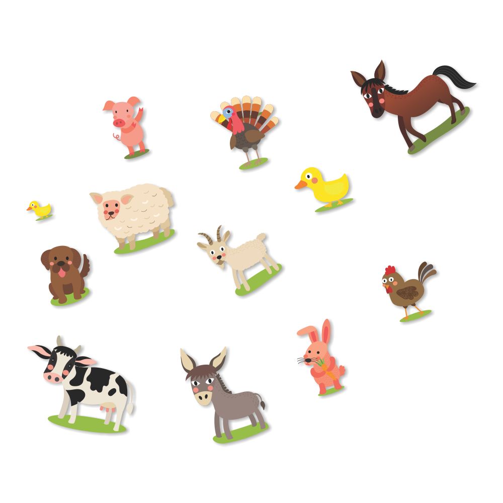 Zooplay Farm Animals Shadow Matching Activity Board (With Wooden Animals)