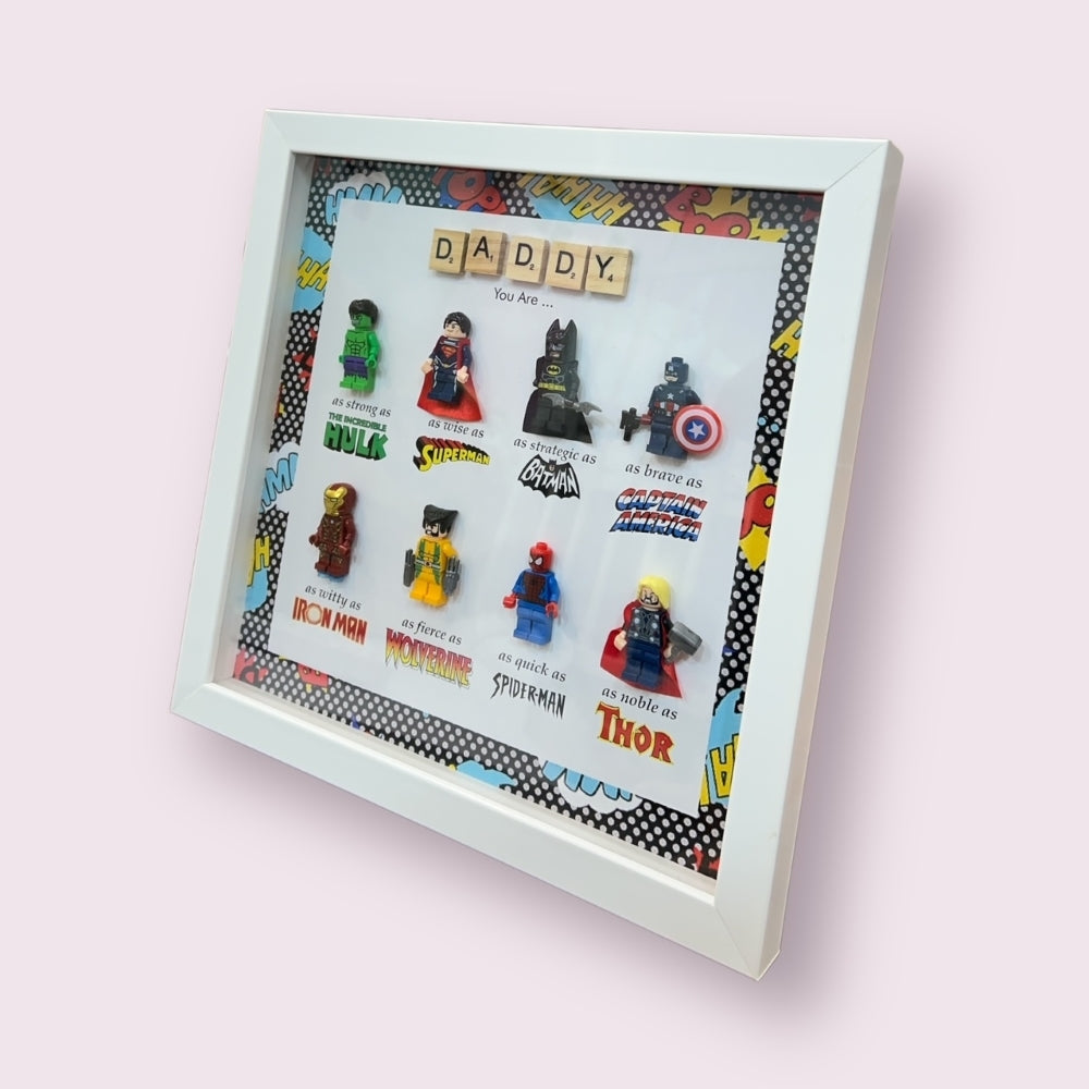 Father's Day 3D Lego Superhero Shadow Box Frame (8 Legos)