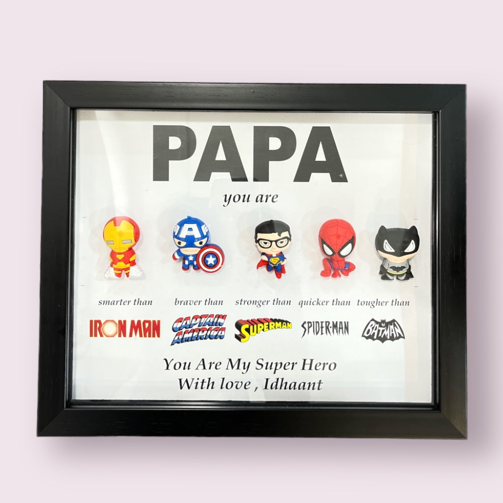 Father's Day 3D Superhero Shadow Box Frame (Papa)