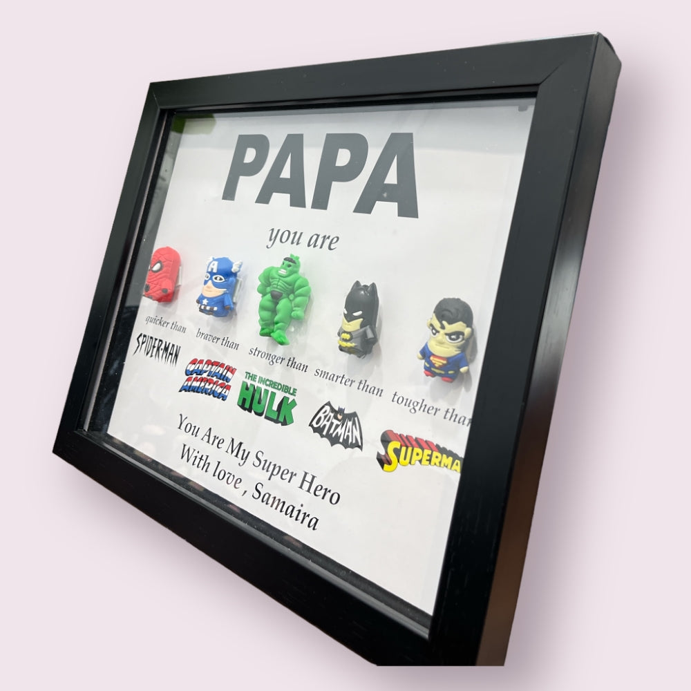 Father's Day 3D Superhero Shadow Box Frame (Papa)