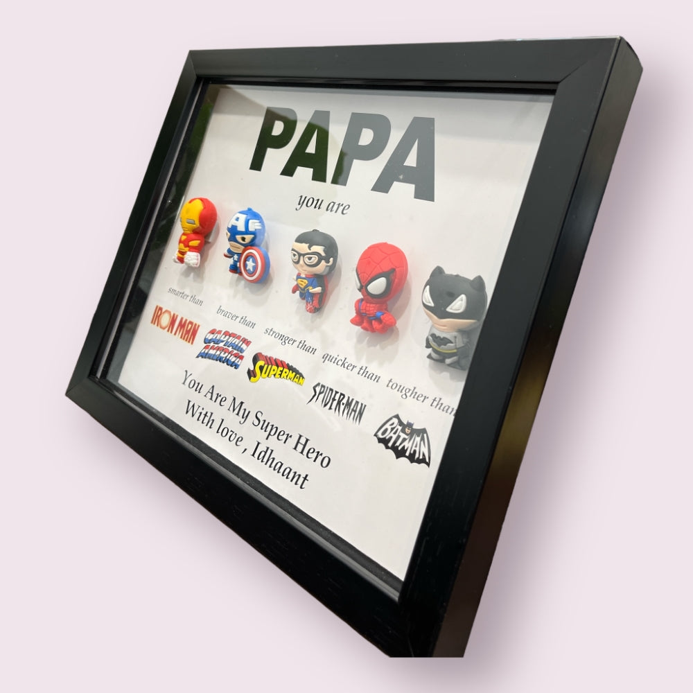 Father's Day 3D Superhero Shadow Box Frame (Papa)