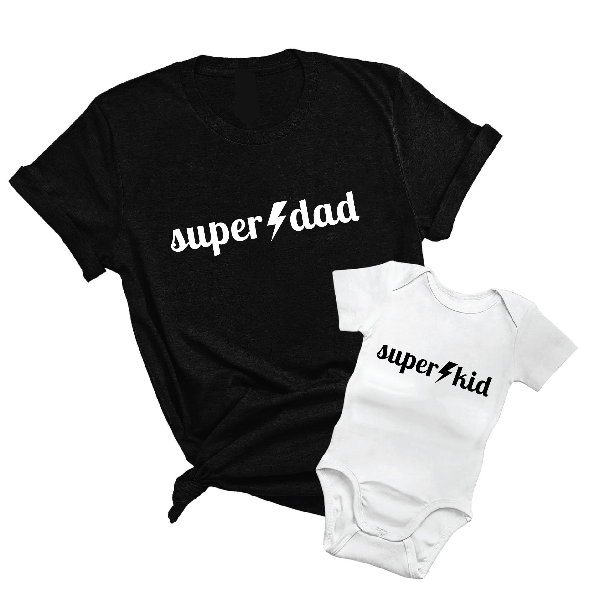 Super Dad, Super Kid - Combo of Adult Tshirt + Kid's Tshirt/Onesie