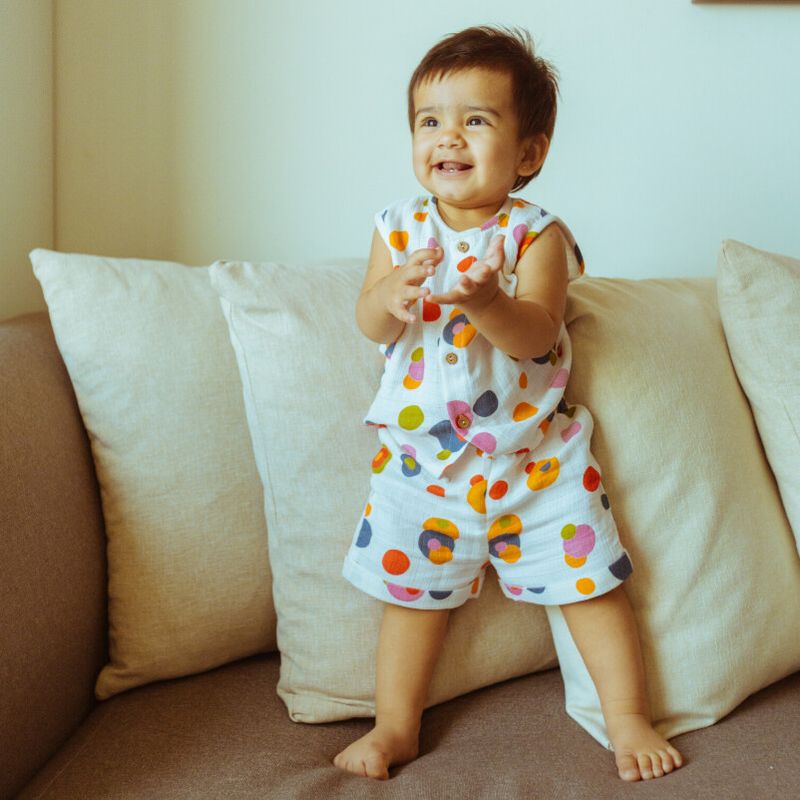 Organic Muslin Vest & Shorts Set-Pack Of 2