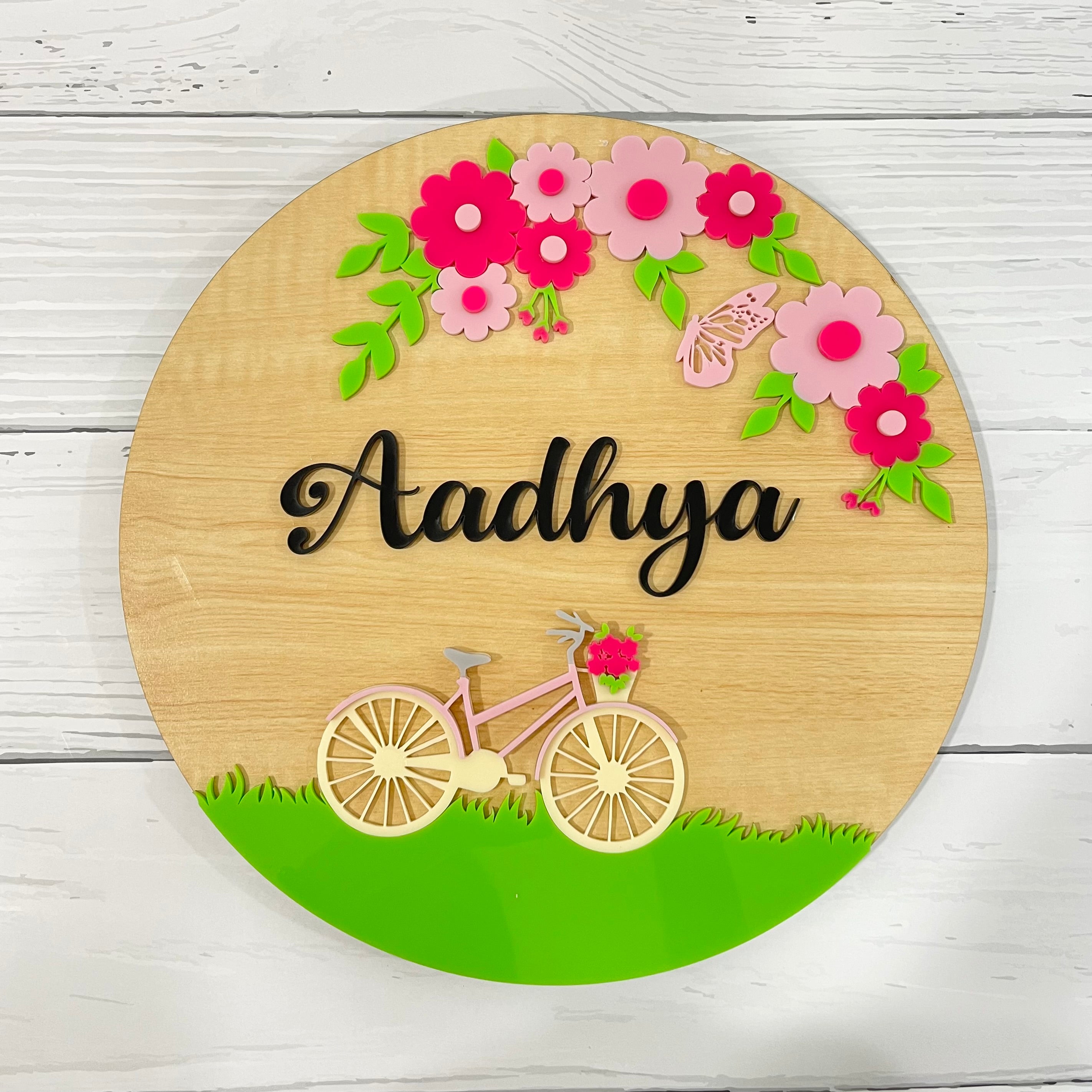 Floral Pedal Name Plaque