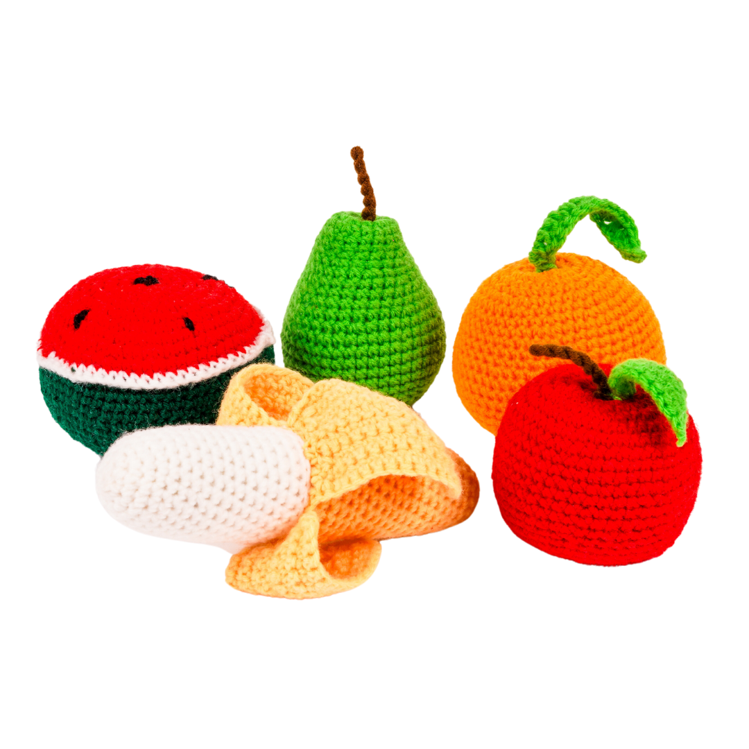 NESTA TOYS - Crochet Fruit Toys | Pretend Play Plush Toys for Kids | Stuffed Toys for Babies (5 Pcs)