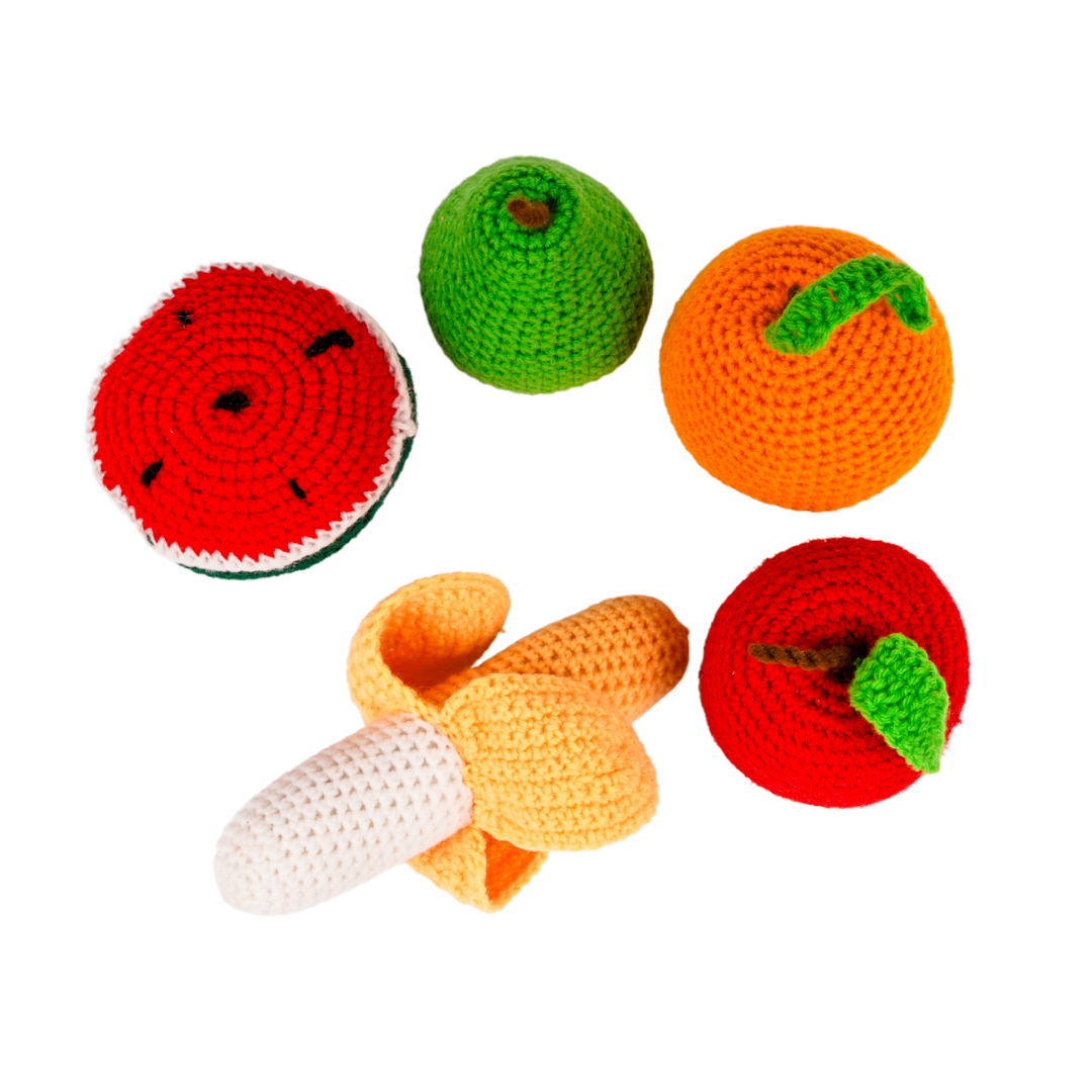 NESTA TOYS - Crochet Fruit Toys | Pretend Play Plush Toys for Kids | Stuffed Toys for Babies (5 Pcs)