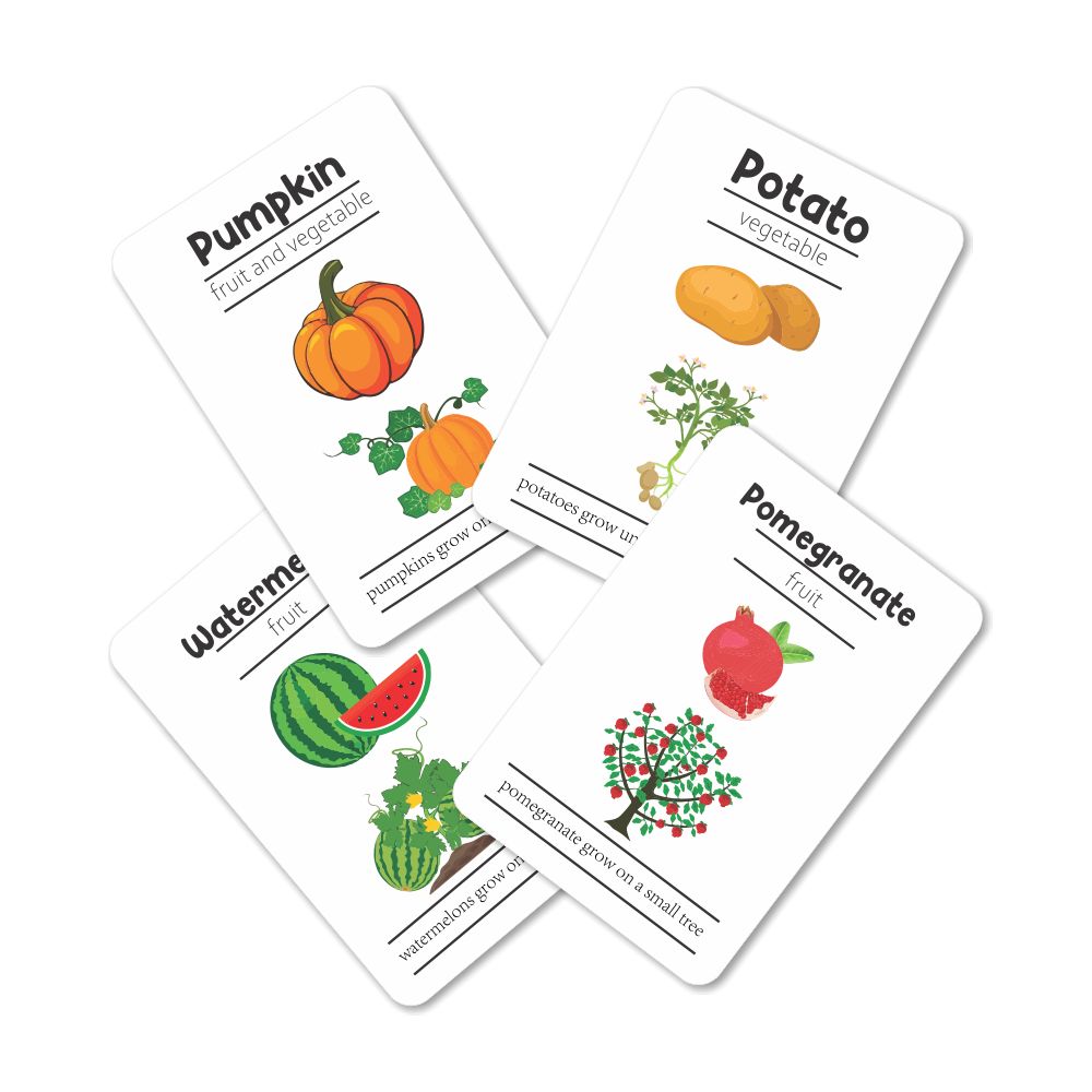 Fruits And Vegetables Flashcards- Pack of 24