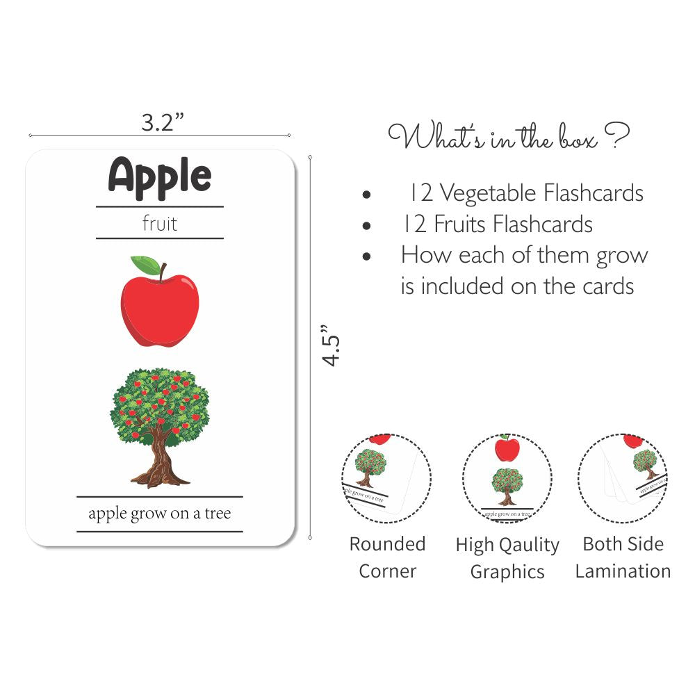 Fruits And Vegetables Flashcards- Pack of 24