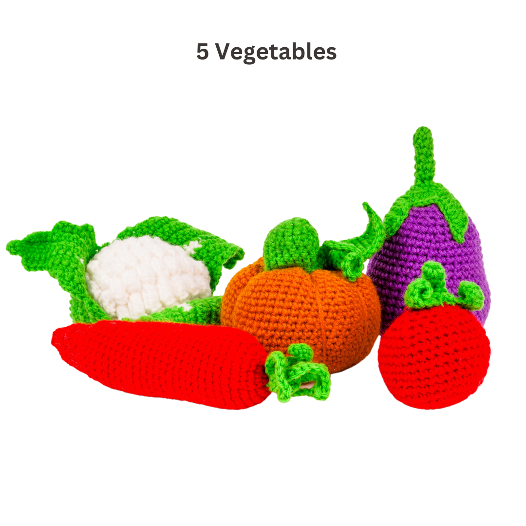 NESTA TOYS - Crochet Fruits & Vegetable Toys | Play Food for Kids (10 Pcs)