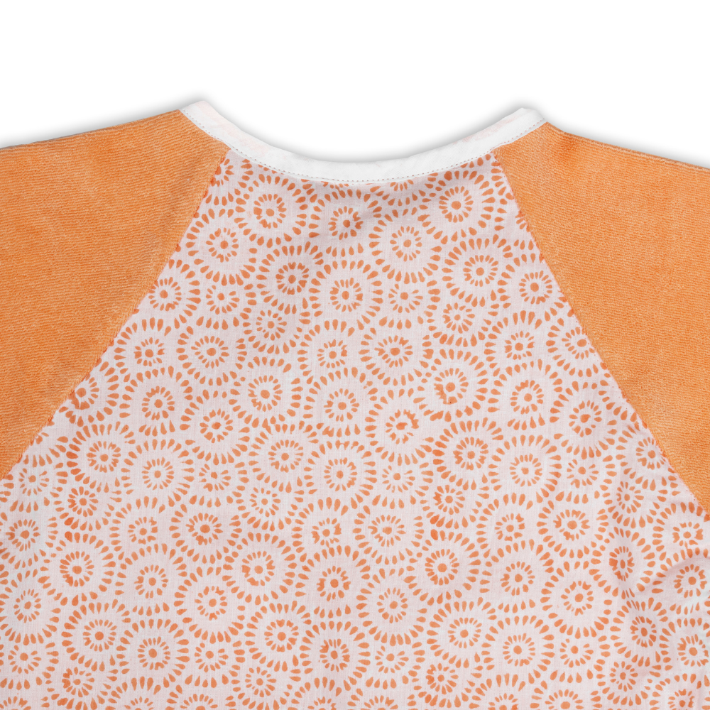 Full Sleeves Hand Block Printed Cotton And Terry Toddler Bibs - Orange