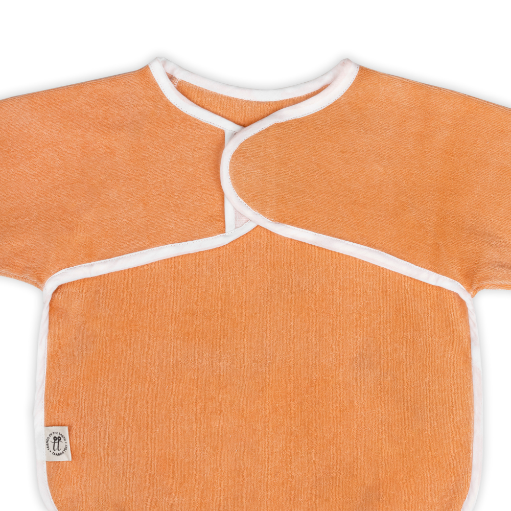 Full Sleeves Hand Block Printed Cotton And Terry Toddler Bibs - Orange